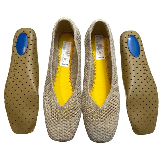 Vivaia Margot Walker Mesh Ballet Square Toe Flats V-Cut Almond Weave Size 37.5 - Picture 8 of 15